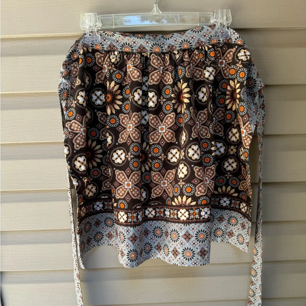 Vera Bradley Canyon Brown Blue What’s Cookin Apron Tie Waist Pockets - Picture 1 of 7
